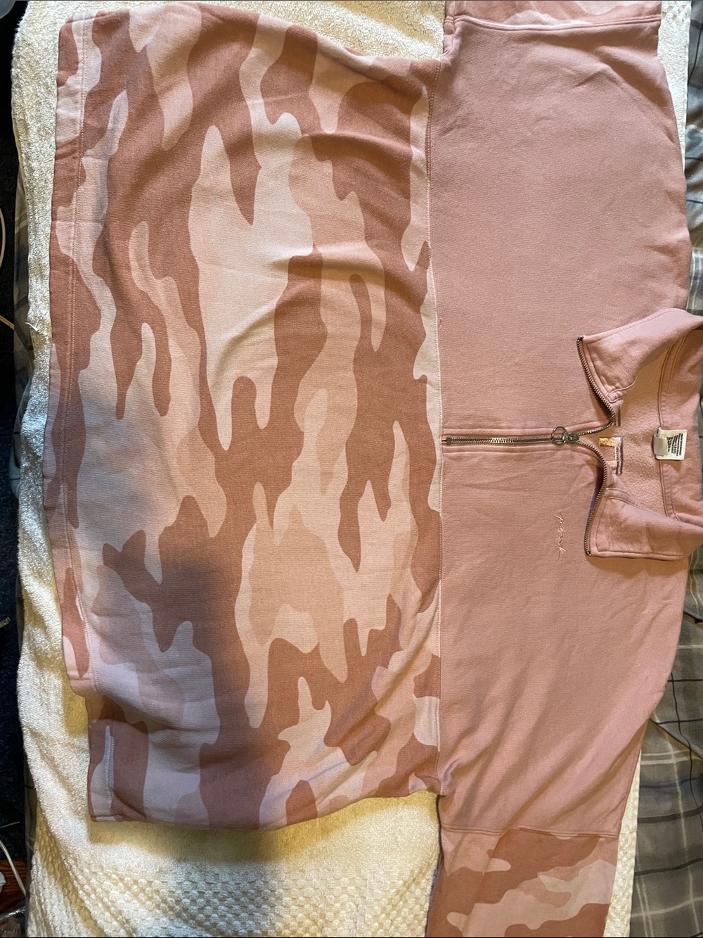 PINK Victoria's Secret Pink Camo Half-Zip Crew Sweatshirt